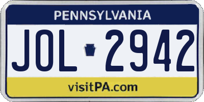 PA license plate JOL2942