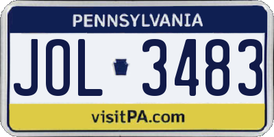 PA license plate JOL3483