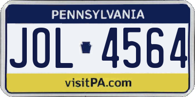 PA license plate JOL4564