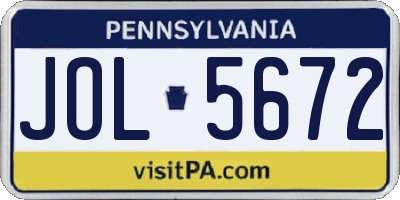 PA license plate JOL5672