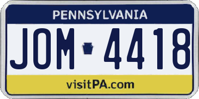 PA license plate JOM4418