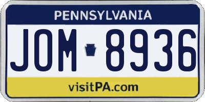 PA license plate JOM8936