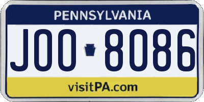 PA license plate JOO8086