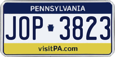 PA license plate JOP3823