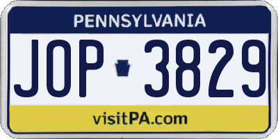 PA license plate JOP3829