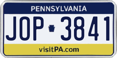 PA license plate JOP3841