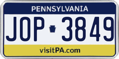 PA license plate JOP3849