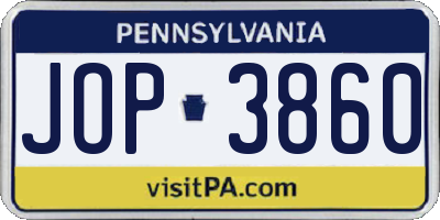 PA license plate JOP3860