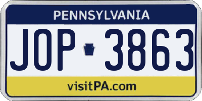 PA license plate JOP3863
