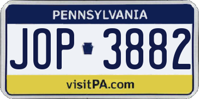 PA license plate JOP3882
