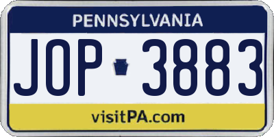 PA license plate JOP3883