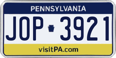 PA license plate JOP3921