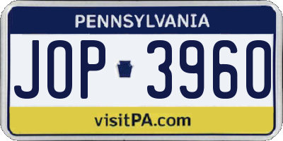 PA license plate JOP3960