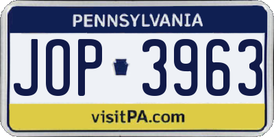PA license plate JOP3963