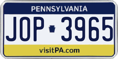 PA license plate JOP3965