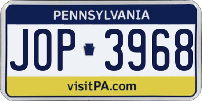 PA license plate JOP3968