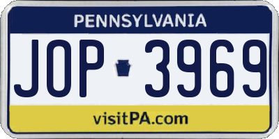 PA license plate JOP3969