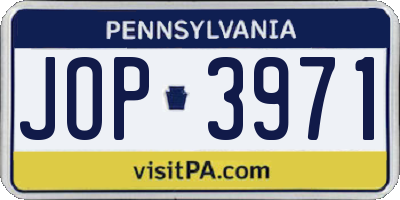 PA license plate JOP3971