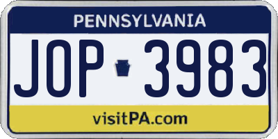 PA license plate JOP3983