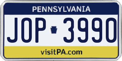 PA license plate JOP3990