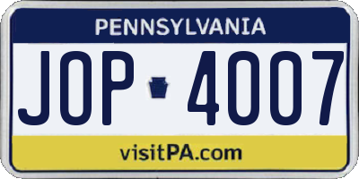 PA license plate JOP4007