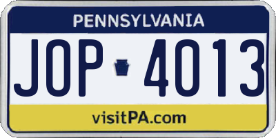PA license plate JOP4013
