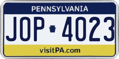 PA license plate JOP4023