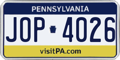PA license plate JOP4026