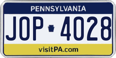 PA license plate JOP4028