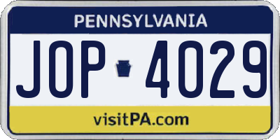 PA license plate JOP4029