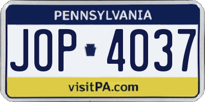 PA license plate JOP4037
