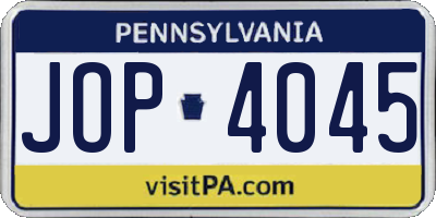 PA license plate JOP4045