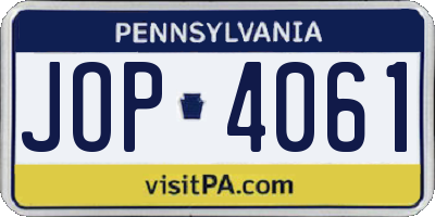 PA license plate JOP4061