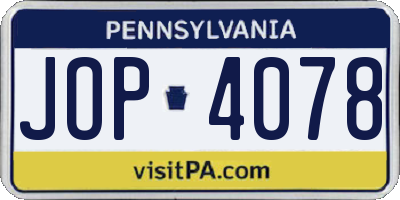 PA license plate JOP4078