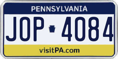 PA license plate JOP4084