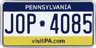 PA license plate JOP4085