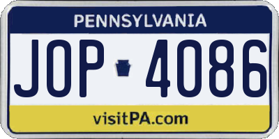 PA license plate JOP4086