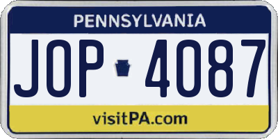 PA license plate JOP4087