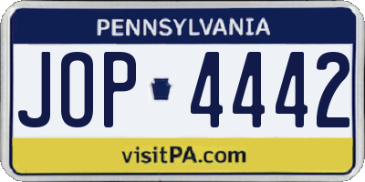 PA license plate JOP4442