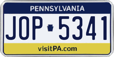 PA license plate JOP5341