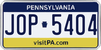 PA license plate JOP5404