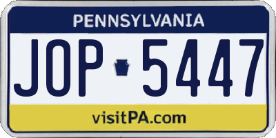 PA license plate JOP5447