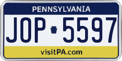 PA license plate JOP5597