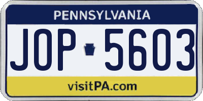 PA license plate JOP5603
