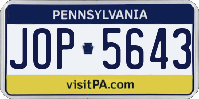PA license plate JOP5643