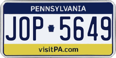 PA license plate JOP5649