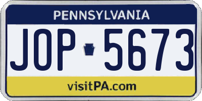 PA license plate JOP5673