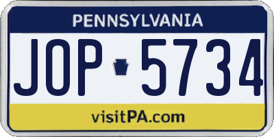 PA license plate JOP5734