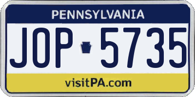 PA license plate JOP5735