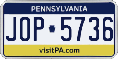 PA license plate JOP5736